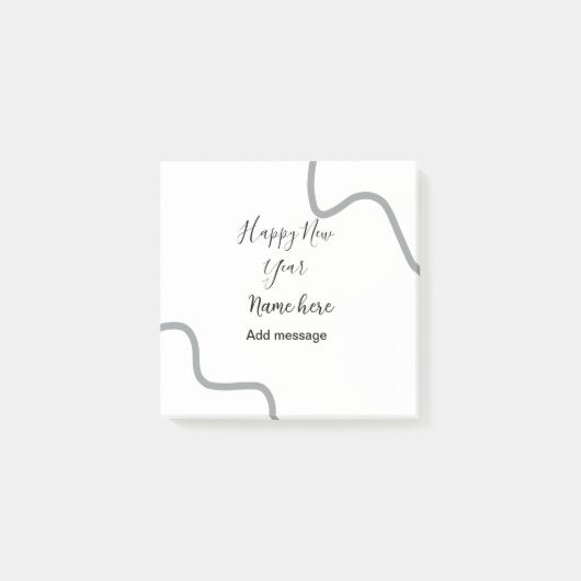 Happy new year name message gray simple holiday post-it klebezettel (Vorderseite)