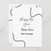Happy new year name message gray simple holiday postkarte (Vorne/Hinten)