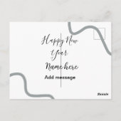 Happy new year name message gray simple holiday  postkarte (Rückseite)