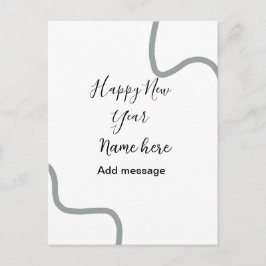 Happy new year name message gray simple holiday  postkarte
