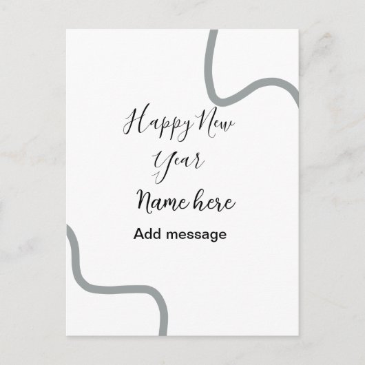 Happy new year name message gray simple holiday postkarte (Vorderseite)