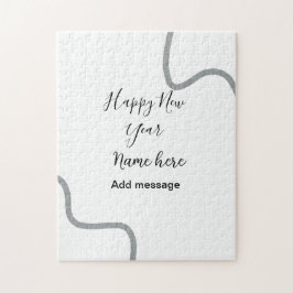 Happy new year name message gray simple holiday  puzzle