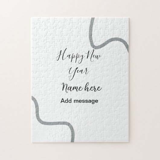 Happy new year name message gray simple holiday puzzle (Vertikal)