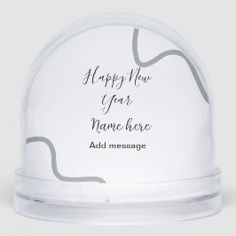 Happy new year name message gray simple holiday  schneekugeln