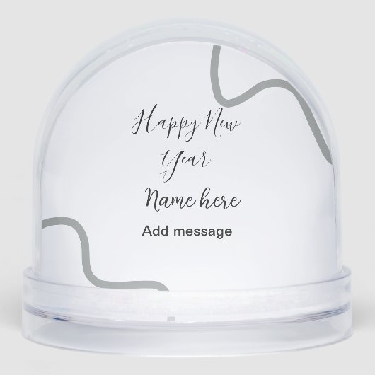 Happy new year name message gray simple holiday  schneekugeln (Vorderseite)
