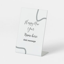 Happy new year name message gray simple holiday  sockelschild