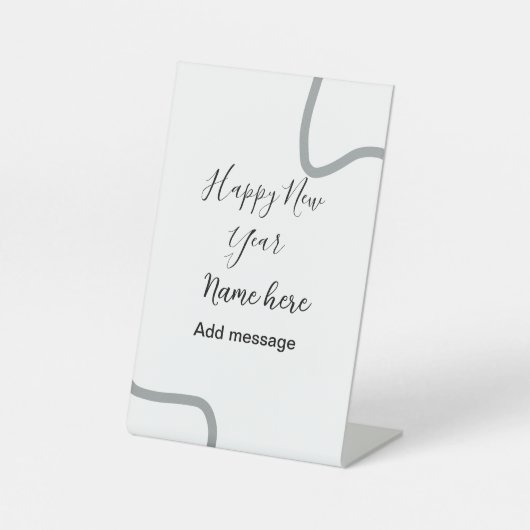 Happy new year name message gray simple holiday sockelschild (Vorderseite)
