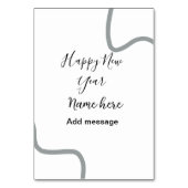 Happy new year name message gray simple holiday  tischnummer (Rückseite)