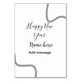 Happy new year name message gray simple holiday  tischnummer