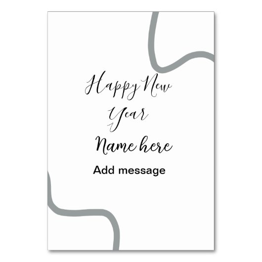 Happy new year name message gray simple holiday  tischnummer (Vorderseite)