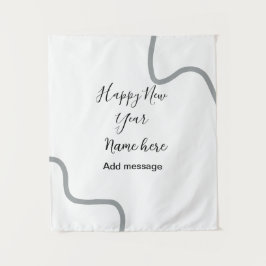 Happy new year name message gray simple holiday  wandteppich