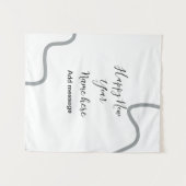 Happy new year name message gray simple holiday wandteppich (Vorderseite (Horizontal))