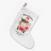 Happy New Year Name Santa truck merry Christmas Kleiner Weihnachtsstrumpf (Vorderansicht (hängend))
