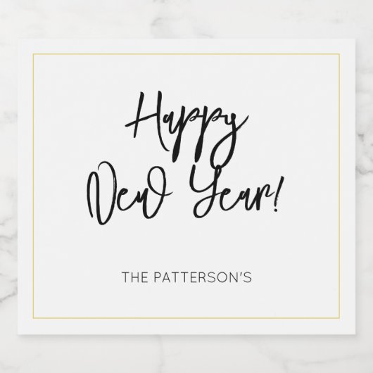 Happy New Year NAME Sparkling Wine Label Fun Moder Schaumweinetikett (Einzelnes Label)