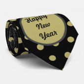 Happy New Year Neck Tie (Black & Gold) Krawatte (Gerollt)