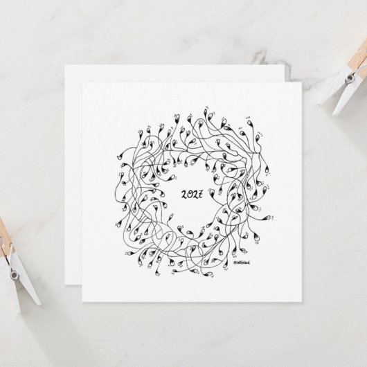 Happy New Year, New Year Greeting Karte (Vorderseite/Rückseite Beispiel)