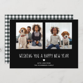 Happy New Year | Niedlich Black Two Foto Feiertagskarte