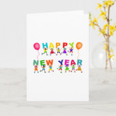 Happy New Year Niedlich Cartoon Diverse Kids Text Karte (Gelbe Blume)