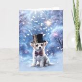 Happy New Year Niedlich Puppy Dog mit Confetti Hat Karte (Vorderseite)