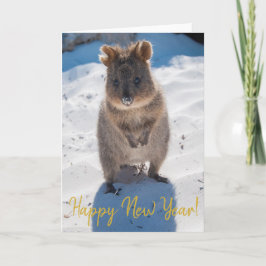 Happy New Year Niedlich Quokka am Strand Australie Karte