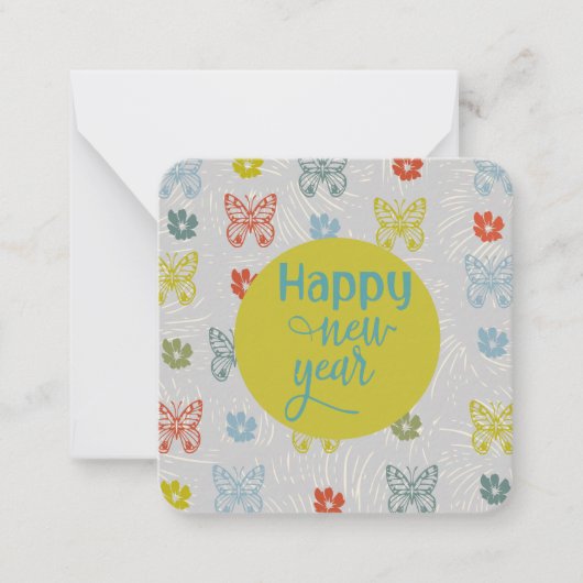 Happy New Year Note Card Mitteilungskarte (Vorderseite)