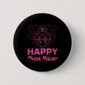 Happy New Year Nurse Crew Heartbeat New Years Eve Button (Vorderseite)
