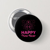 Happy New Year Nurse Crew Heartbeat New Years Eve Button (Vorne & Hinten)