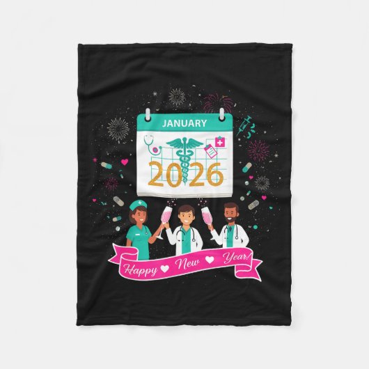 Happy New Year Nurse Shirt; Cute Medical Staff 202 Fleecedecke (Vorderseite)