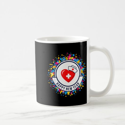 Happy New Year Nurse Shirt Cute Nk Heartbeat Medic Kaffeetasse (Rechts)