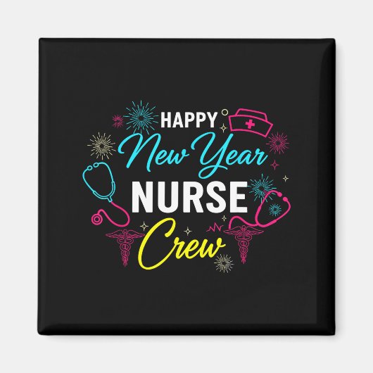 Happy New Year Nurse Shirt, Fireworks Stethoscope Magnet (Vorne)
