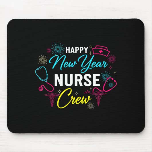 Happy New Year Nurse Shirt, Fireworks Stethoscope  Mousepad (Vorne)