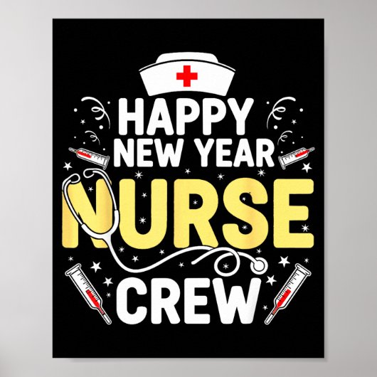 Happy New Year Nurse Shirt, Fireworks Stethoscope Poster (Vorne)