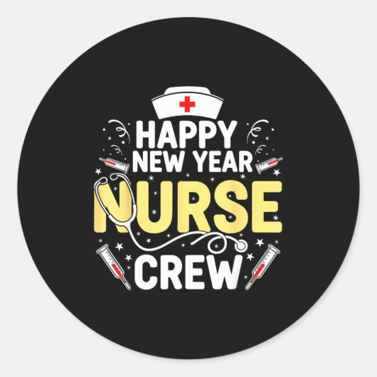 Happy New Year Nurse Shirt, Fireworks Stethoscope Runder Aufkleber (Vorderseite)