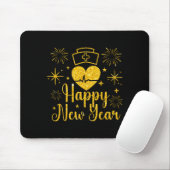 Happy New Year Nurses Heartbeat Fireworks New Year Mousepad (Mit Mouse)
