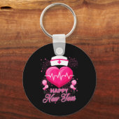 Happy New Year Nurses Heartbeat New Years Eve Part Schlüsselanhänger (Vorderseite)