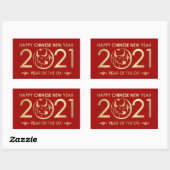 Happy New Year of The Ox - 2021 Rechteckiger Aufkleber (Blatt)