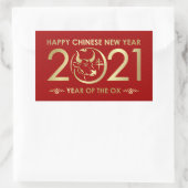 Happy New Year of The Ox - 2021 Rechteckiger Aufkleber (Tasche)