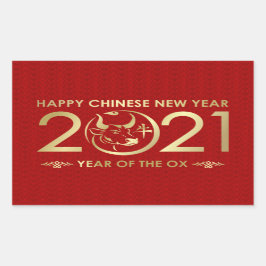 Happy New Year of The Ox - 2021 Rechteckiger Aufkleber