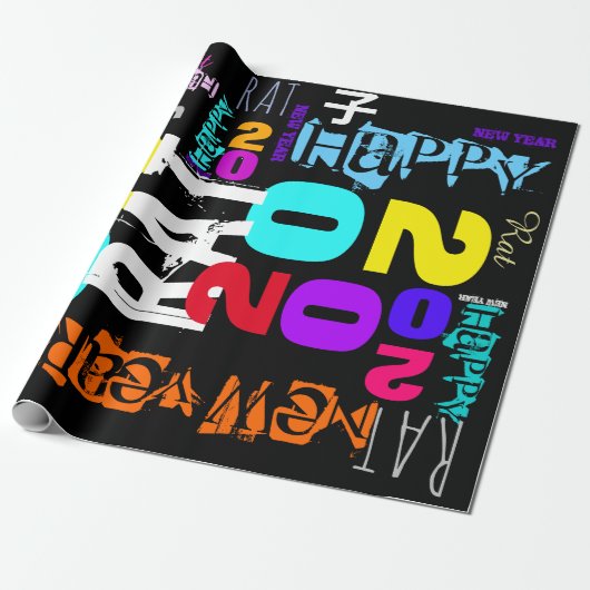 Happy New Year of the Rat Wrapping P Geschenkpapier (Ungerollt)
