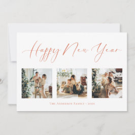 Happy New Year Orange Multi Foto Collage Feiertagskarte