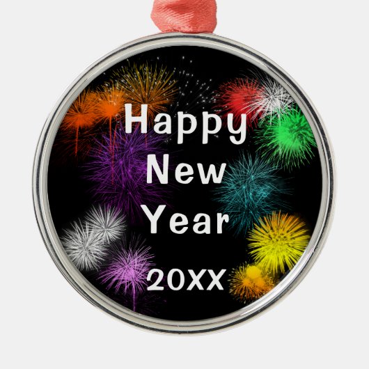 Happy New Year Ornament Aus Metall (Vorne)