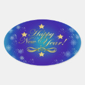 Happy New Year Oval Sticker (Vorderseite)