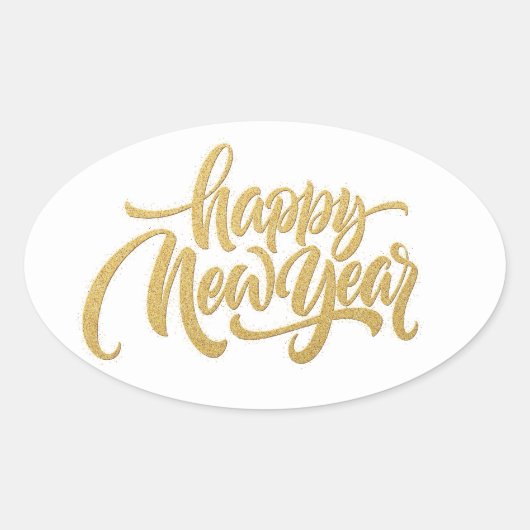 Happy New Year Oval Sticker (Vorderseite)