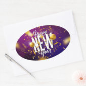 Happy New Year Oval Sticker (Umschlag)
