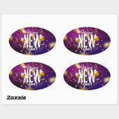 Happy New Year Oval Sticker (Blatt)