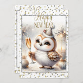 Happy New Year Owl Ankündigung (Vorne/Hinten)