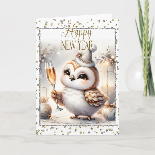 Happy New Year Owl Karte (Vorderseite)