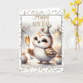 Happy New Year Owl Karte (Gelbe Blume)