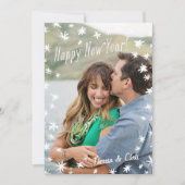 Happy New Year Painted Stars White Flat Foto Card Einladung (Vorderseite)