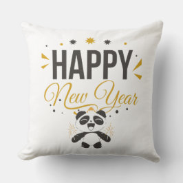 Happy New Year Panda Throw Pillow Kissen